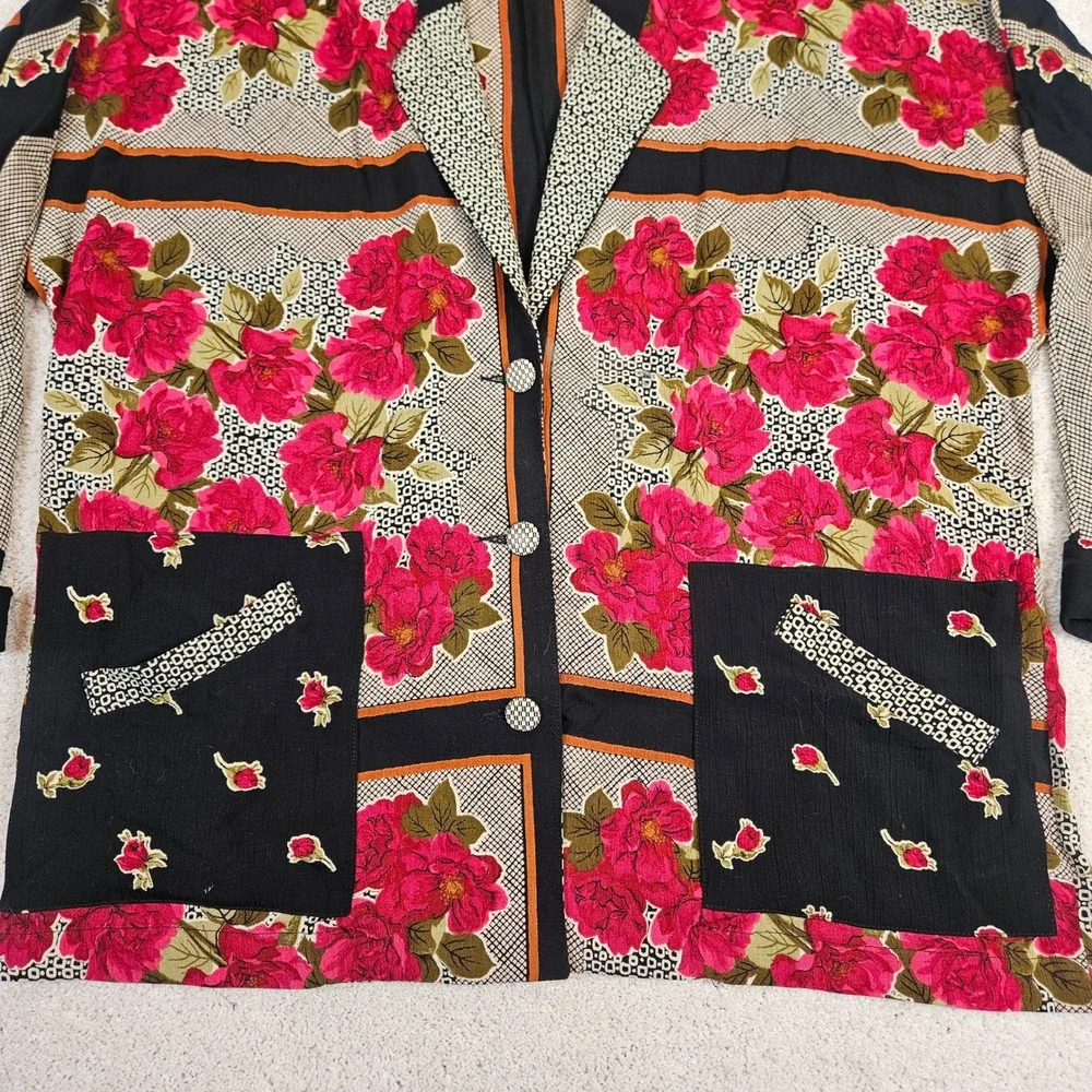 VTG‎ Women's Carole Little Floral Tapestry Blazer Jacket Size 14 Oversized Artsy